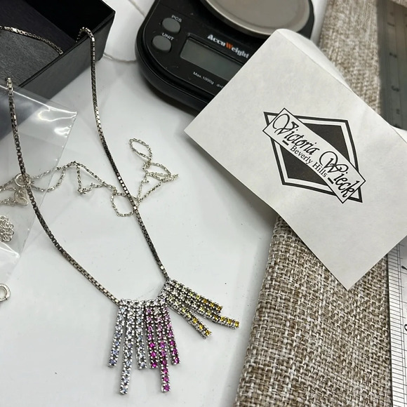 Victoria Wieck 925 Sterling Silver Multi-Gemstone Statement Necklace 🌈 - Picture 5 of 17